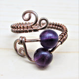 Amethyst Copper Wire Wrapped Ring