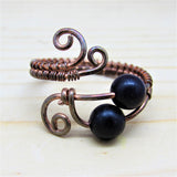 Garnet & Copper Wire Wrapped Ring