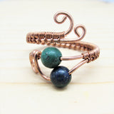 Chrysocolla & Copper Wire Wrapped Ring