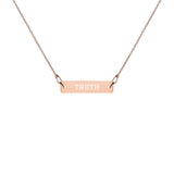 Truth Engraved Silver Bar Chain Necklace