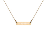 Kindness Engraved Silver Bar Chain Necklace