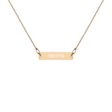 Truth Engraved Silver Bar Chain Necklace