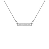 Truth Engraved Silver Bar Chain Necklace