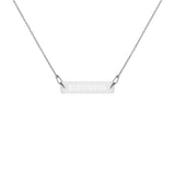 Kindness Engraved Silver Bar Chain Necklace
