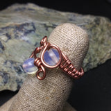 Opal Ring- Wire-wrapped Copper