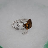 Tiger's Eye Earrings & Ring Set, Wire-wrapped Sterling Silver
