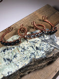 Wire cuff bracelet, Copper Cuff, Silver Cuff, Stone cuff